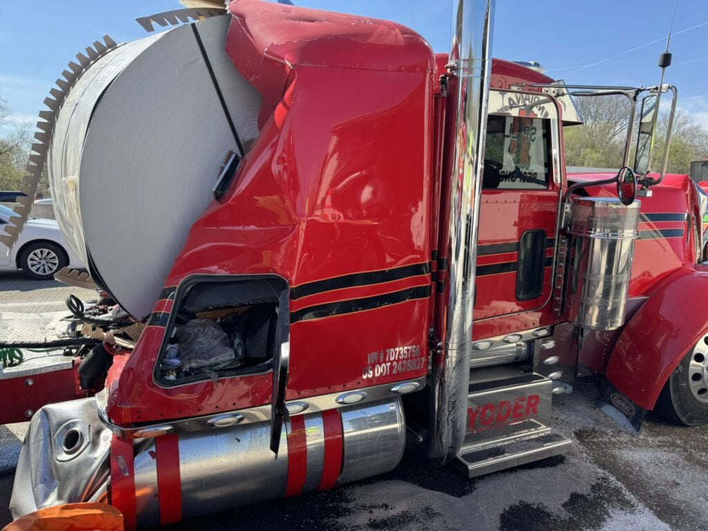 Steel Coil Shifts and Crushes Semi Cab