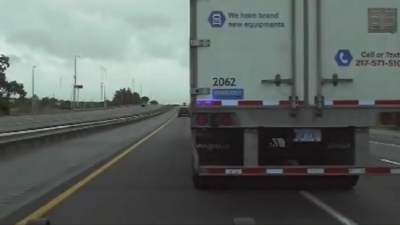 tractor-trailer swerving
