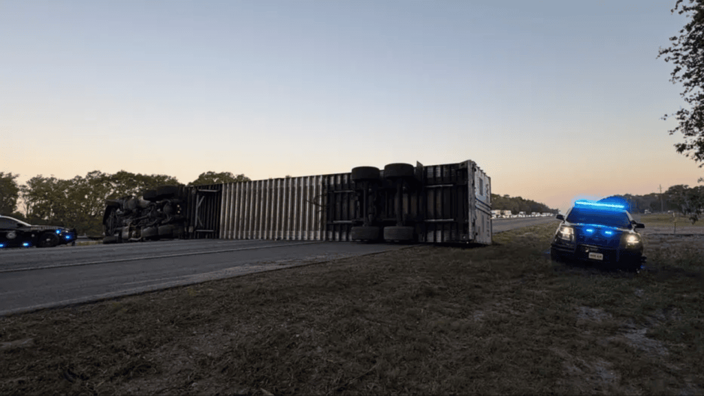 Driver Falls Asleep and Overturns