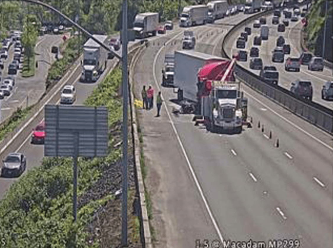 Semi Swerves and Strikes Another Semi