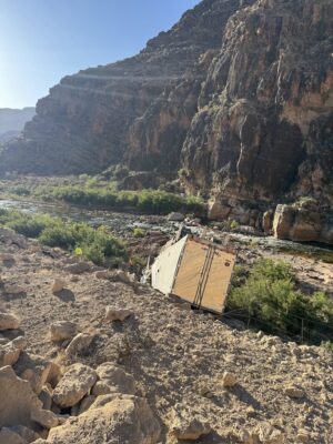 truck veered off Interstate 15 northbound and into a ravine